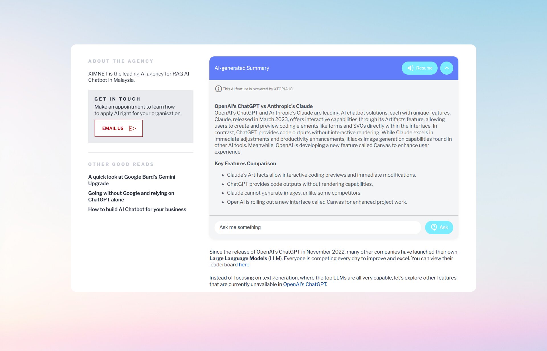 XTOPIA AI Content Summariser