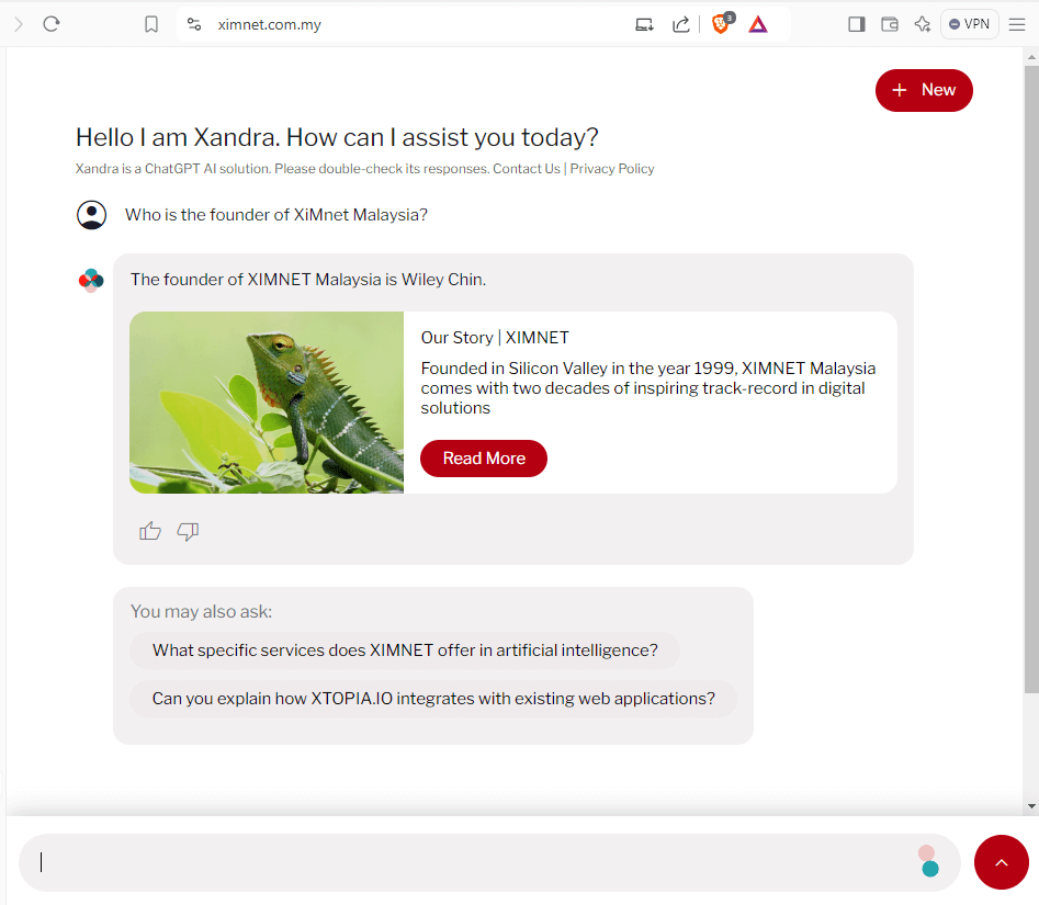 XIMNET - XTOPIA.IO RAG AI Chatbot Solution