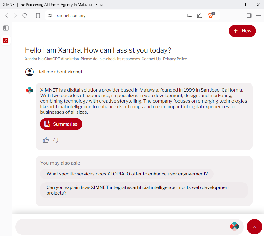 XIMNET - XTOPIA.IO RAG AI Chatbot Solution
